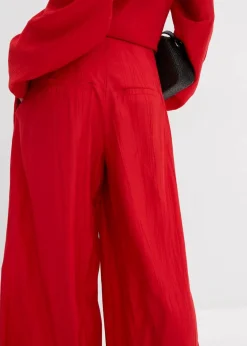 Damen bonprix Hosen|Zweiteiler & Sets|Palazzo-Hose aus strukturiertem Crinkle-Viskose-Mix