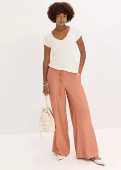 Palazzo-Hose aus strukturiertem Viskose-Mix Damen Bekleidung·Kleider|Hosen