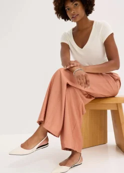 Palazzo-Hose aus strukturiertem Viskose-Mix Damen Bekleidung·Kleider|Hosen