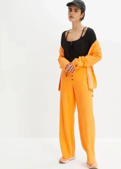 Damen bonprix Hosen|Bekleidung·Kleider|Palazzo-Hose mit Leinen