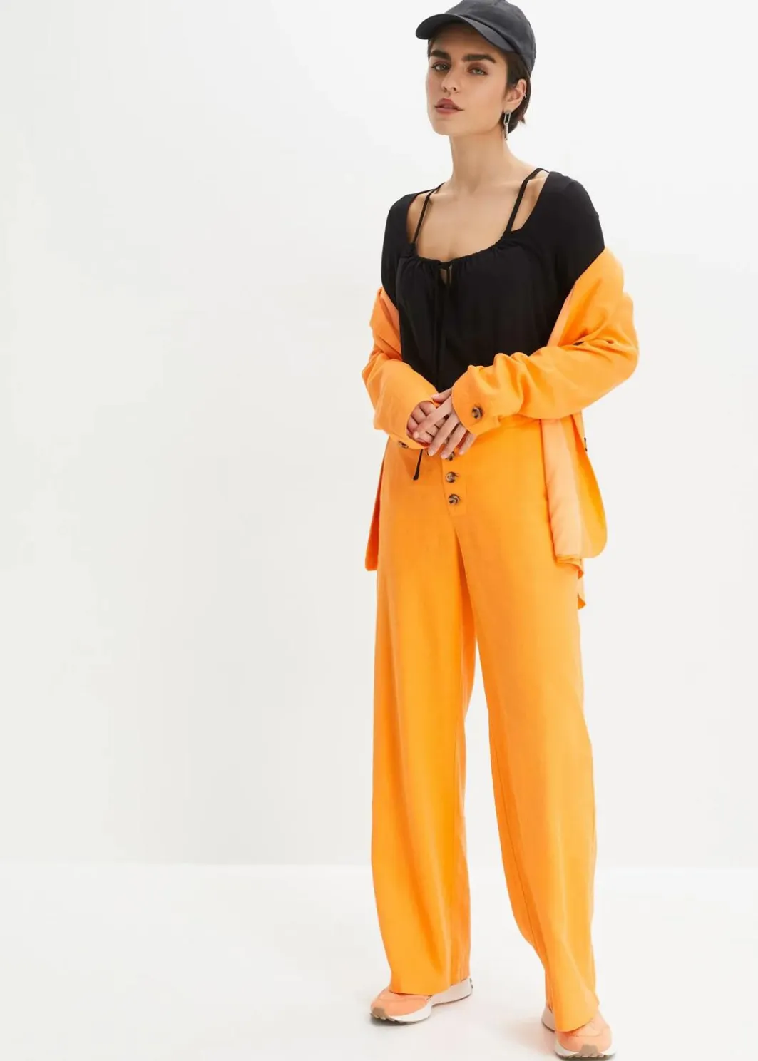 Damen bonprix Hosen|Bekleidung·Kleider|Palazzo-Hose mit Leinen