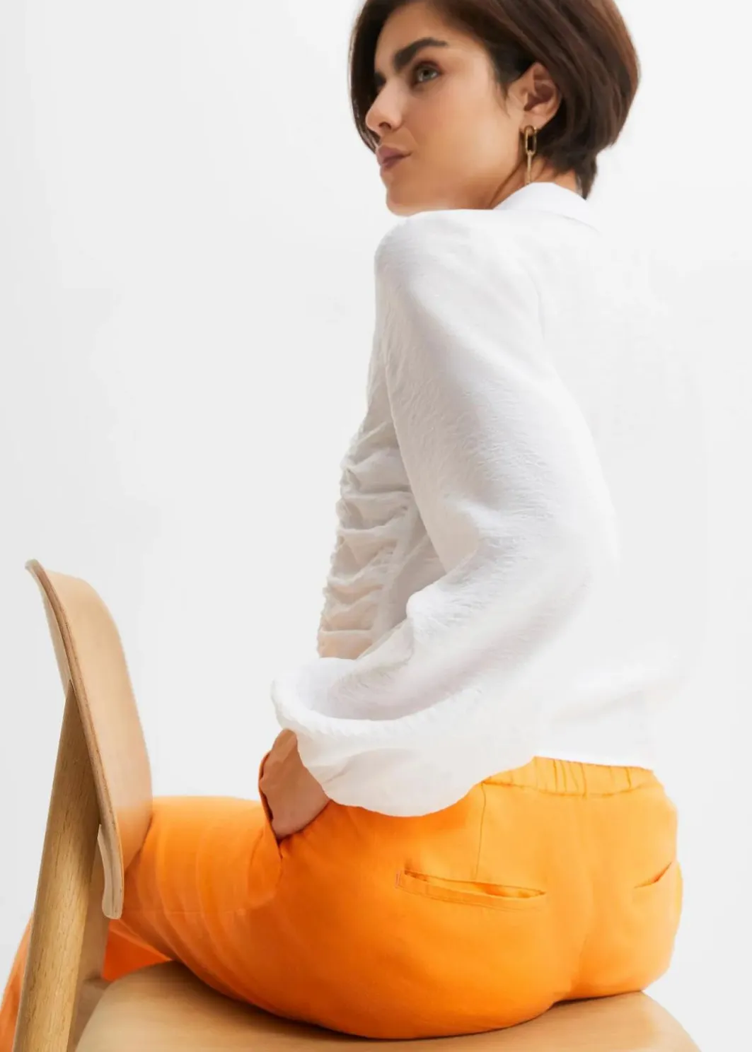 Damen bonprix Hosen|Bekleidung·Kleider|Palazzo-Hose mit Leinen