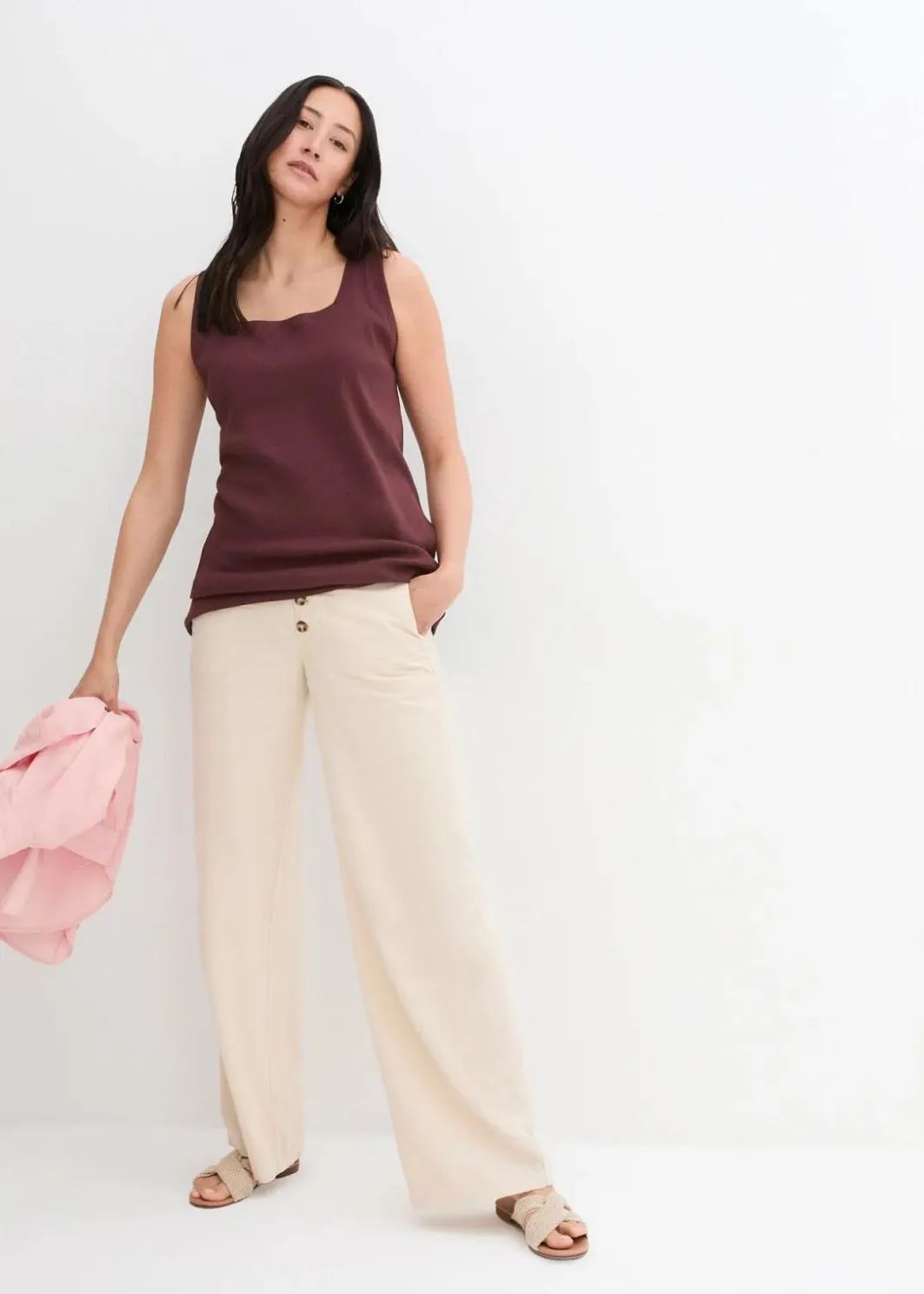 Best Palazzo-Hose mit Leinen Damen Bekleidung·Kleider|Hosen