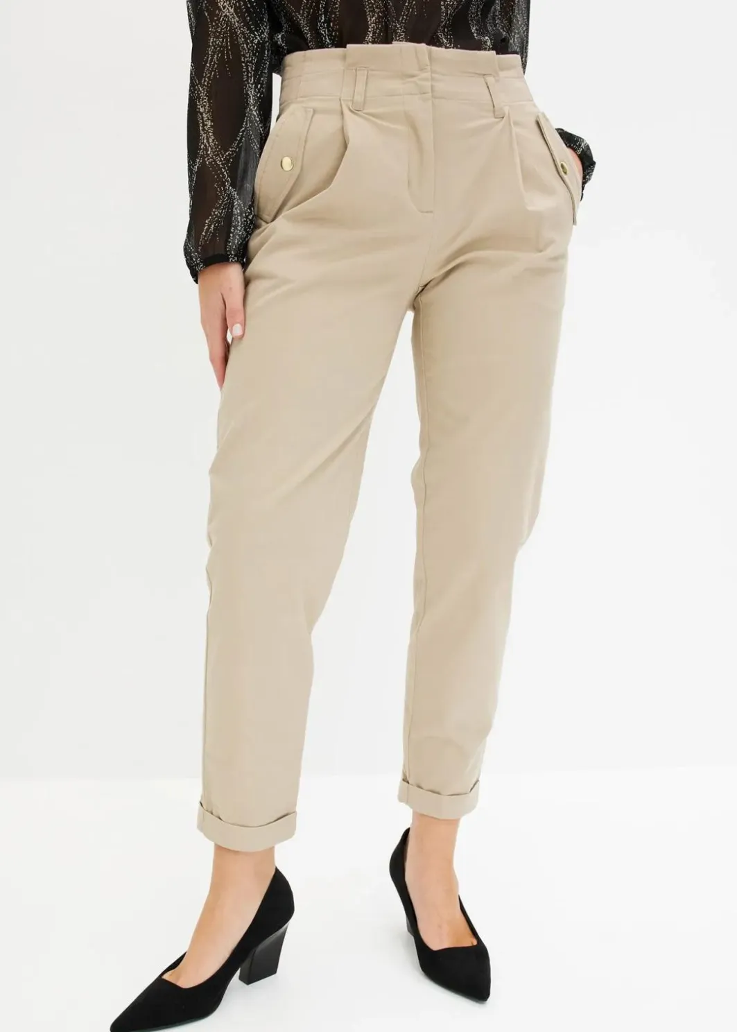 Best Paperbag Twillhose aus Baumwolle Damen Bekleidung·Kleider|Hosen