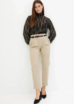 Best Paperbag Twillhose aus Baumwolle Damen Bekleidung·Kleider|Hosen