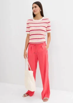 Damen bonprix Hosen|Bekleidung·Kleider|Paperbag-Hose aus luftigem Leinen-Mix