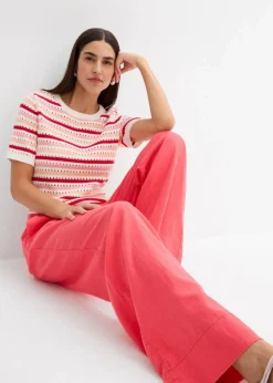 Damen bonprix Hosen|Bekleidung·Kleider|Paperbag-Hose aus luftigem Leinen-Mix