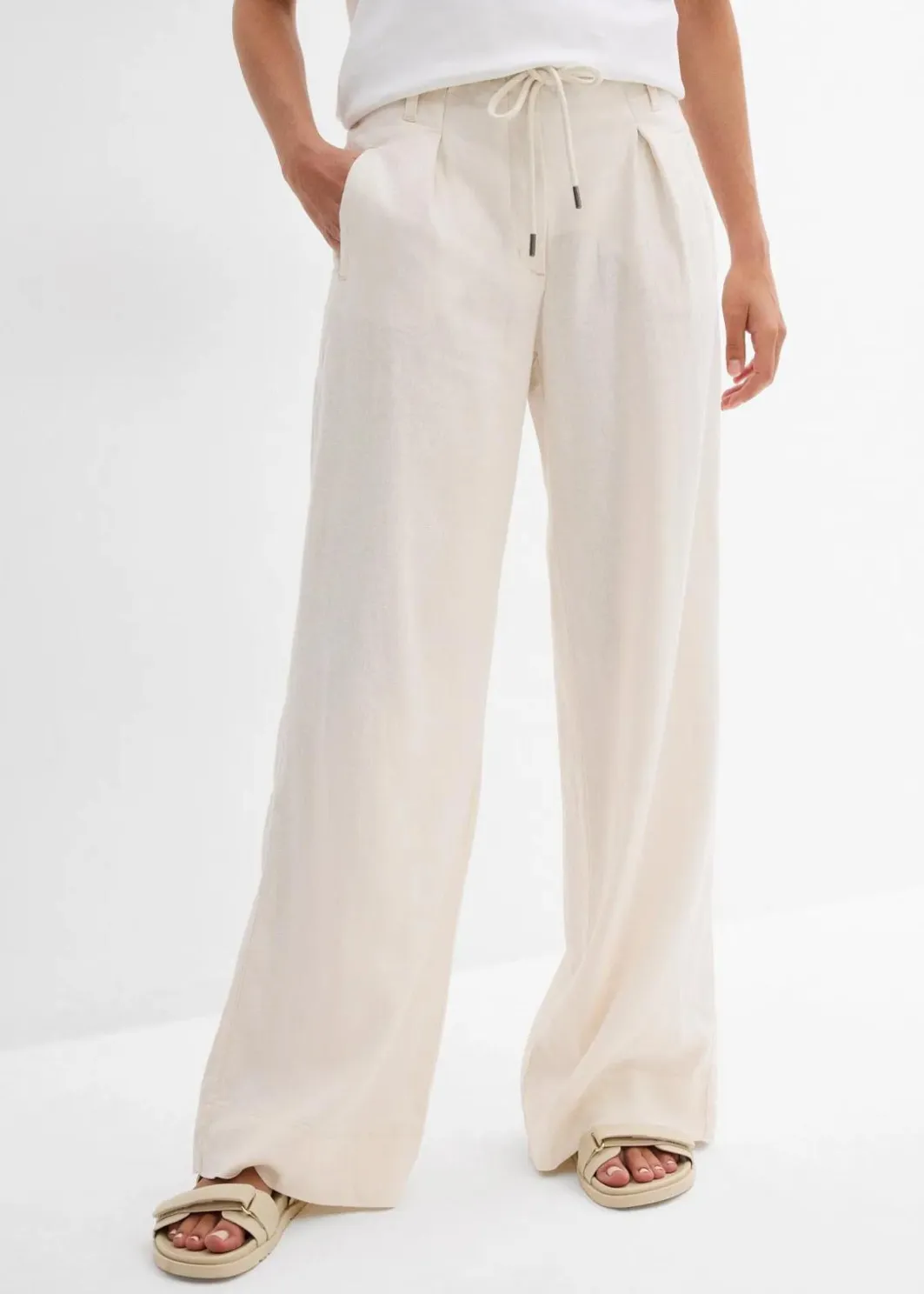 Damen bonprix Bekleidung·Kleider|Hosen|Paperbag-Hose aus luftigem Leinen-Mix