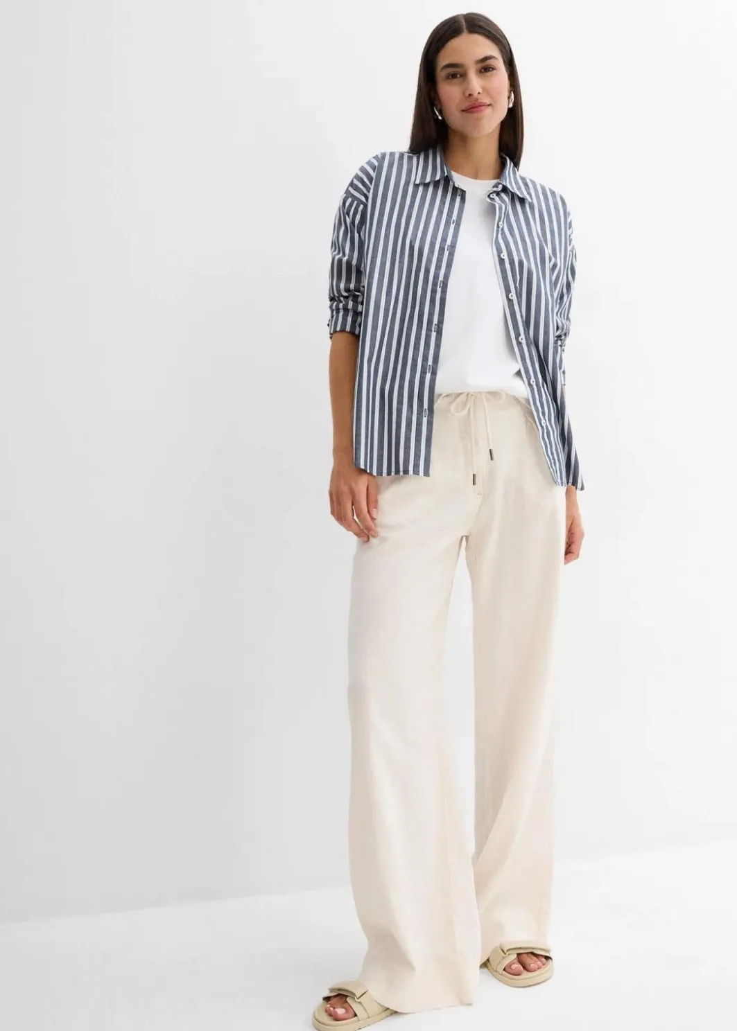Damen bonprix Bekleidung·Kleider|Hosen|Paperbag-Hose aus luftigem Leinen-Mix