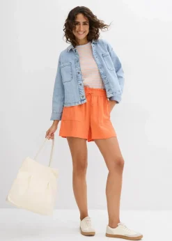 Outlet Paperbag-Shorts aus fließendem Lyocell-Mix Damen Bekleidung·Outdoorbekleidung|Bekleidung·Kleider