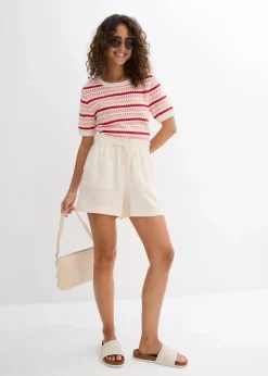 Damen bonprix Hosen|Shorts|Paperbag-Shorts aus fließendem Lyocell-Mix