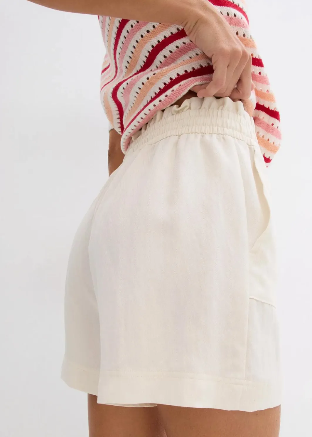 Damen bonprix Hosen|Shorts|Paperbag-Shorts aus fließendem Lyocell-Mix