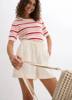 Damen bonprix Hosen|Shorts|Paperbag-Shorts aus fließendem Lyocell-Mix
