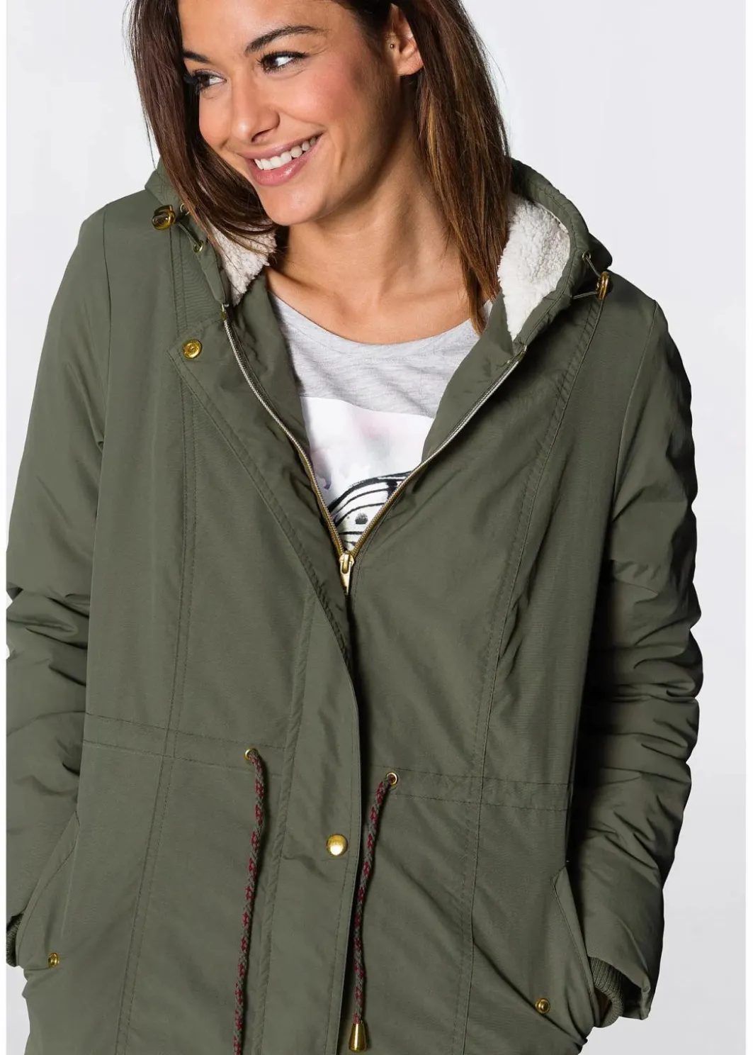 Damen bonprix Bekleidung·Hosen|Jacken & Mäntel|Parka mit Teddy-Futter