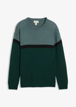 Herren bonprix Pullover & Strickjacken|Große Größen|pflegeleichter Rundhalspullover im Colourblocking-Design