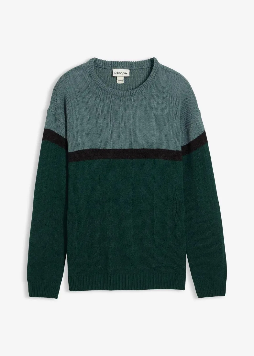 Herren bonprix Pullover & Strickjacken|Große Größen|pflegeleichter Rundhalspullover im Colourblocking-Design