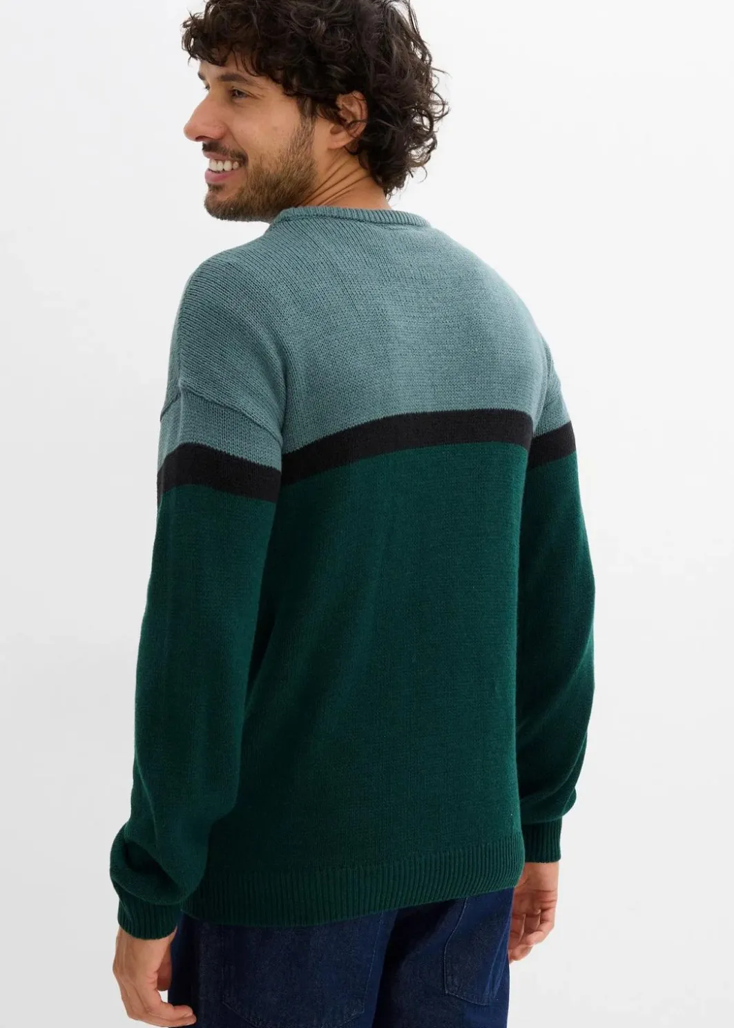Herren bonprix Pullover & Strickjacken|Große Größen|pflegeleichter Rundhalspullover im Colourblocking-Design