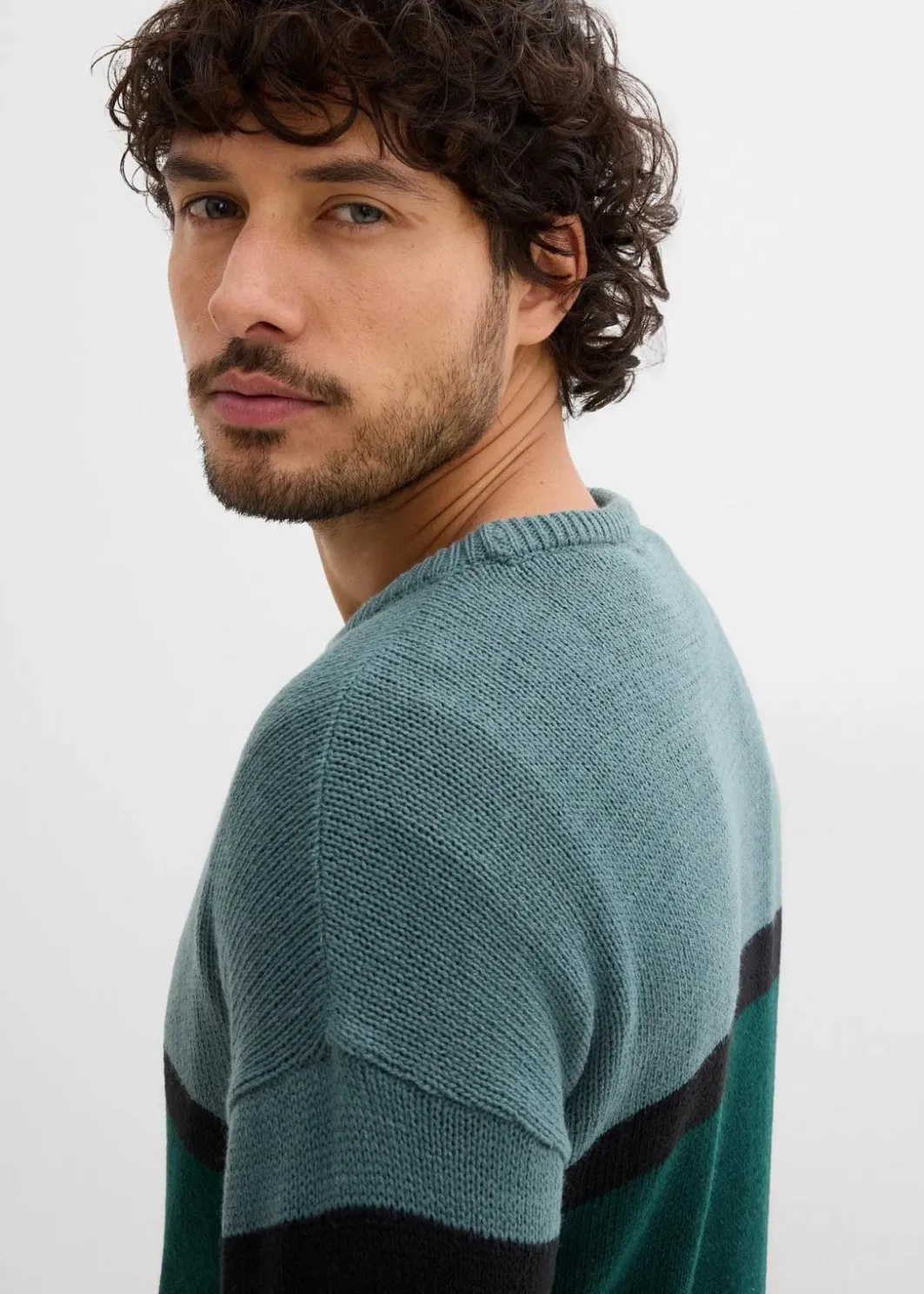 Herren bonprix Pullover & Strickjacken|Große Größen|pflegeleichter Rundhalspullover im Colourblocking-Design