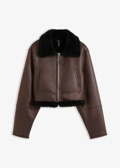 Damen bonprix Jacken & Mäntel|Pilotenjacke aus Lammfellimitat
