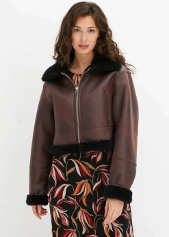 Damen bonprix Jacken & Mäntel|Pilotenjacke aus Lammfellimitat