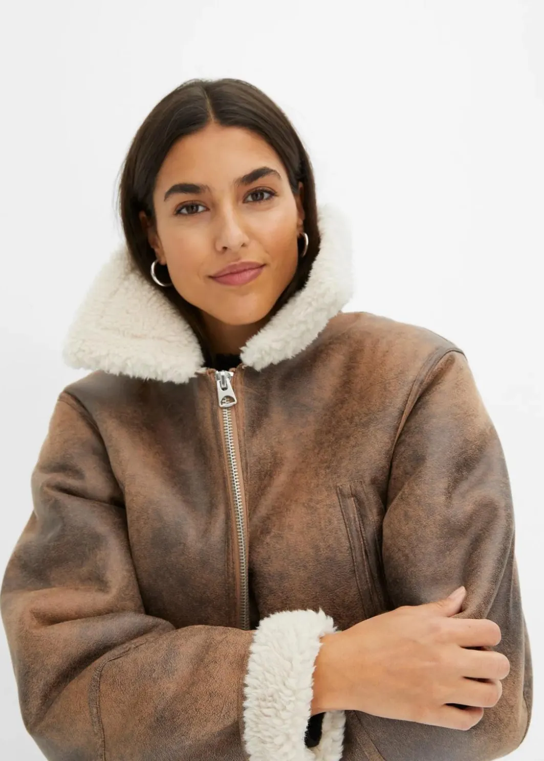 Clearance Pilotenjacke aus Lammfellimitat Damen Jacken & Mäntel