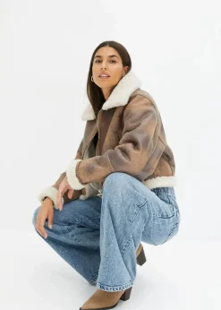 Clearance Pilotenjacke aus Lammfellimitat Damen Jacken & Mäntel