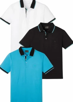 Herren bonprix Shirts & Polos|Basics|Piqué-Poloshirt aus reiner Baumwolle (3er Pack)