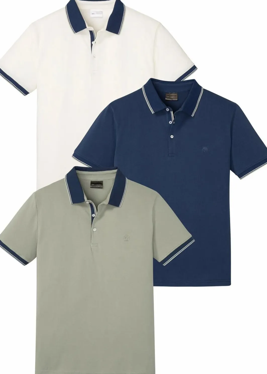 Clearance Piqué-Poloshirt aus reiner Baumwolle (3er Pack) Herren Große Größen|Basics