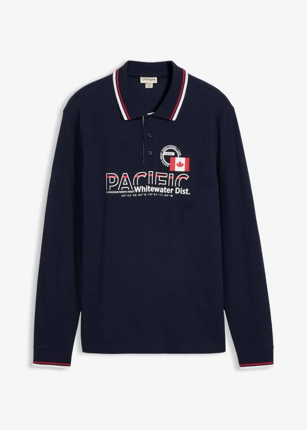 Herren bonprix Shirts & Polos|Piqué-Poloshirt, Langarm aus reiner Bio-Baumwolle