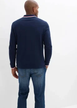 Herren bonprix Shirts & Polos|Piqué-Poloshirt, Langarm aus reiner Bio-Baumwolle