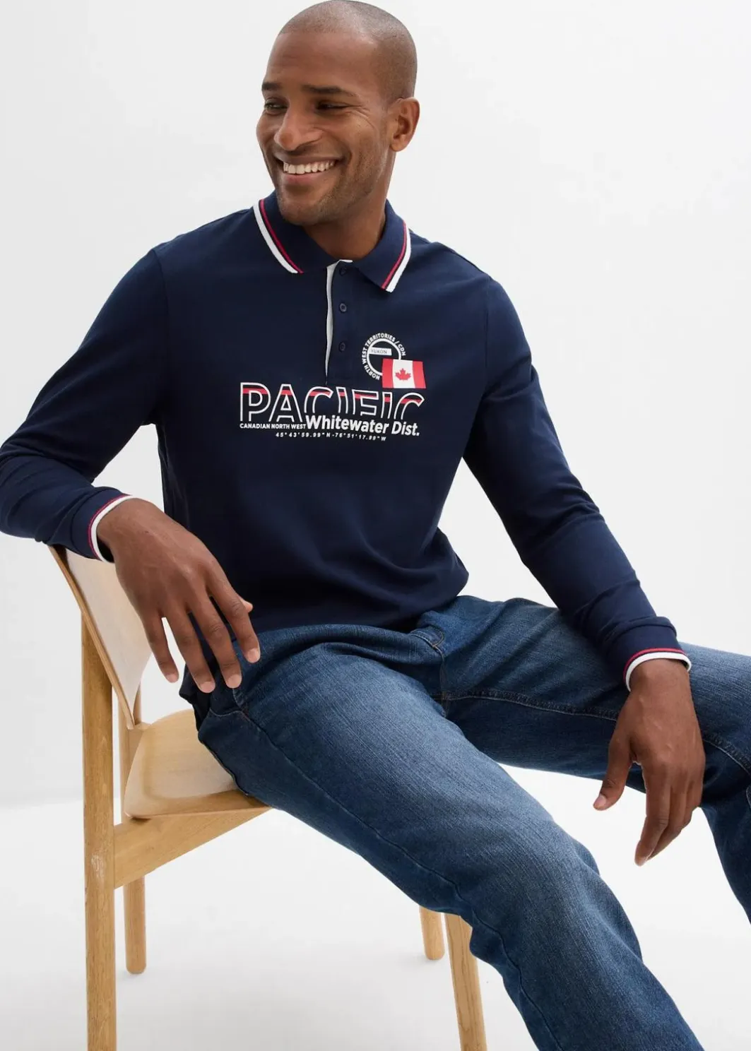 Herren bonprix Shirts & Polos|Piqué-Poloshirt, Langarm aus reiner Bio-Baumwolle