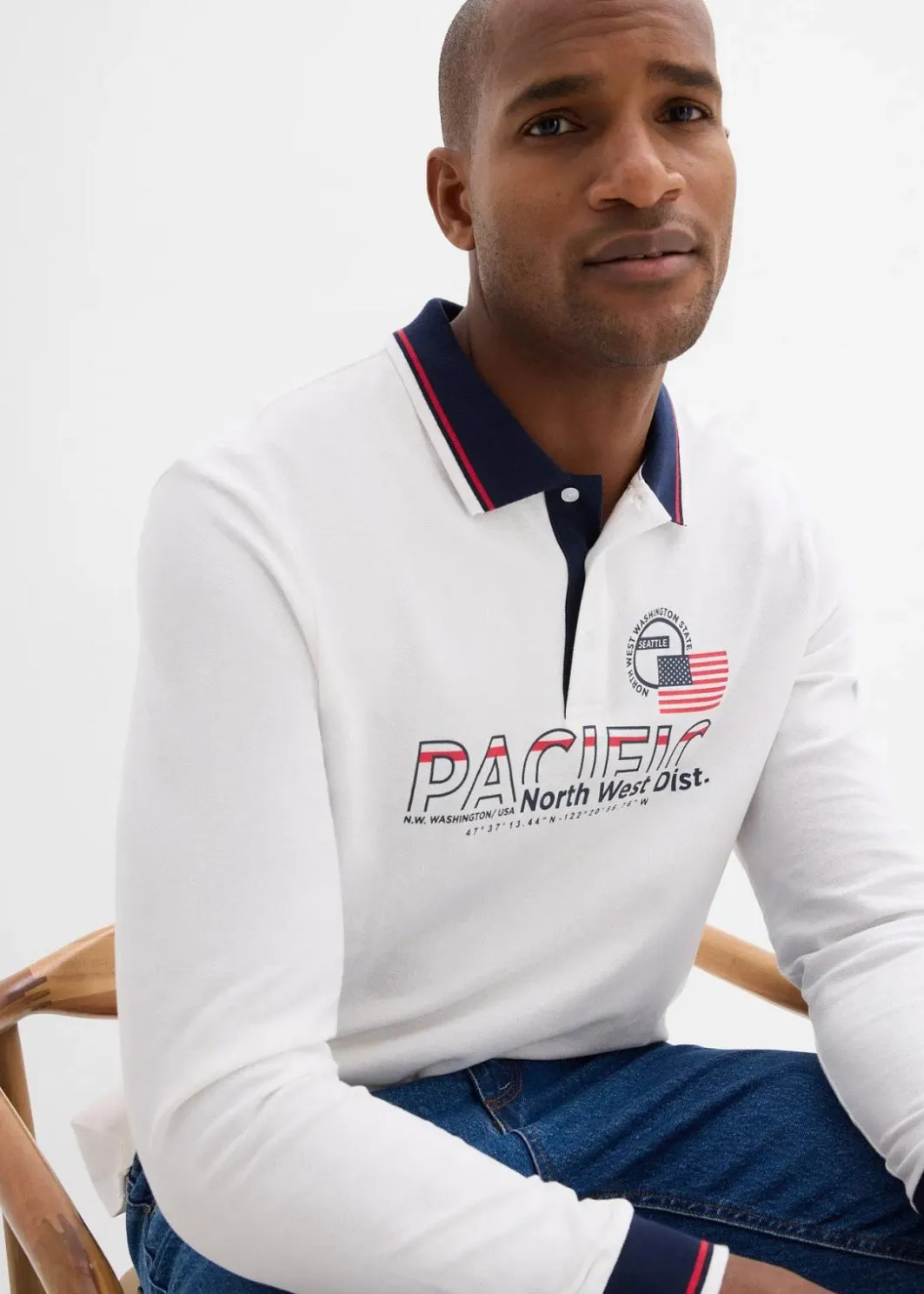 Herren bonprix Shirts & Polos|Piqué-Poloshirt, Langarm aus reiner Bio-Baumwolle