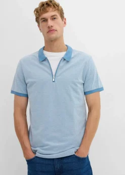 Herren bonprix Große Größen|Shirts & Polos|Piqué-Poloshirt mit Reißverschluss