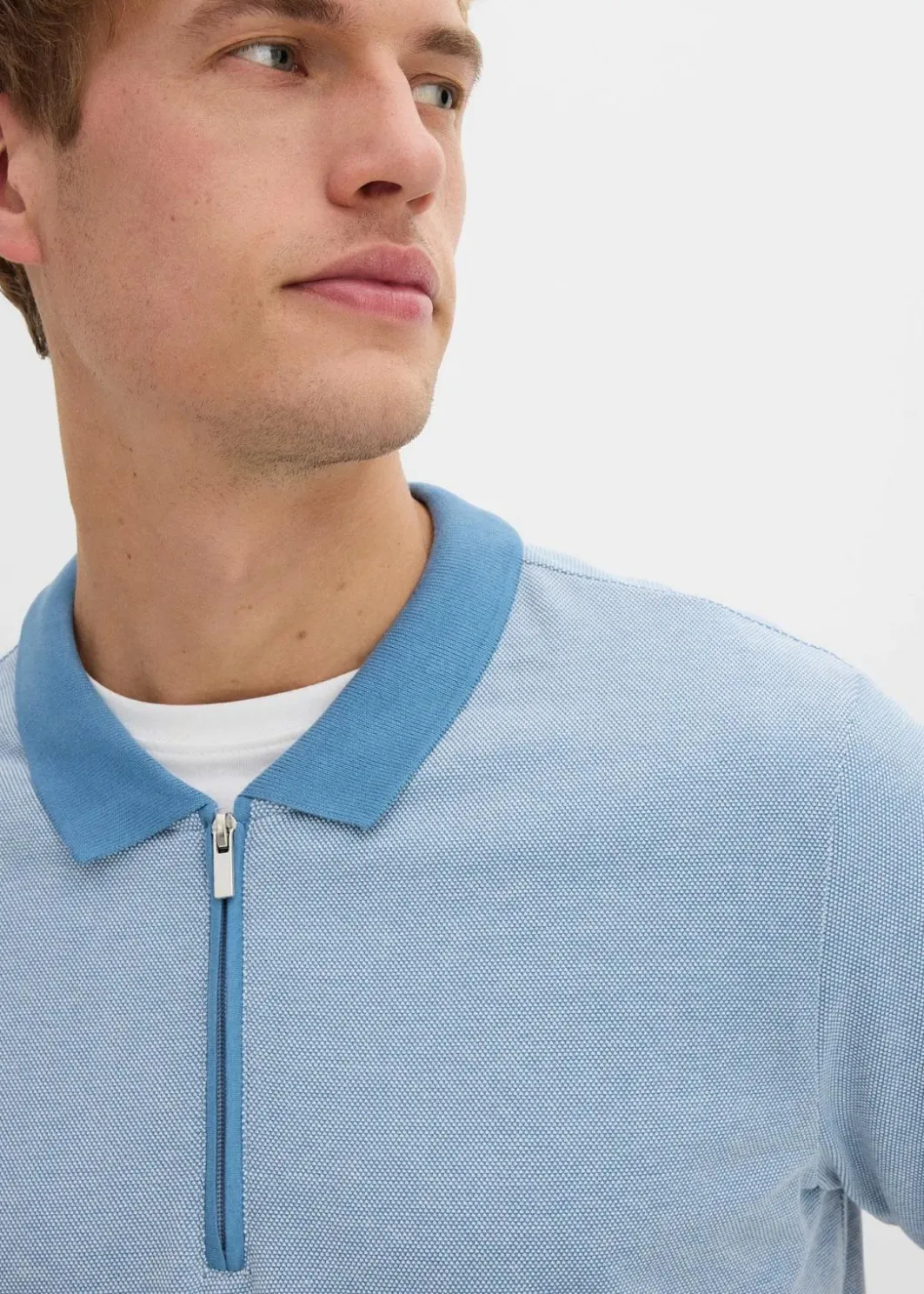 Herren bonprix Große Größen|Shirts & Polos|Piqué-Poloshirt mit Reißverschluss