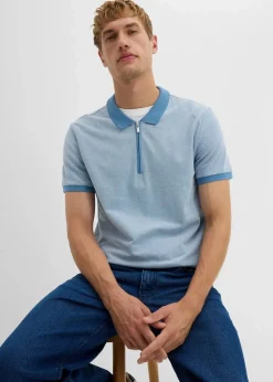 Herren bonprix Große Größen|Shirts & Polos|Piqué-Poloshirt mit Reißverschluss