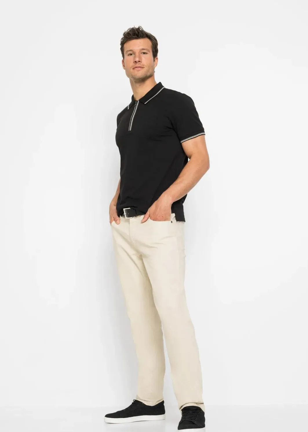Discount Piqué-Poloshirt mit Reißverschluss aus reiner Baumwolle Herren Große Größen|Shirts & Polos