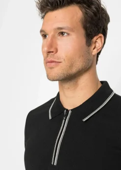 Discount Piqué-Poloshirt mit Reißverschluss aus reiner Baumwolle Herren Große Größen|Shirts & Polos