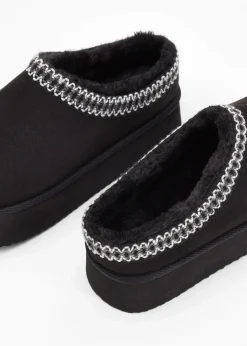 Damen bonprix Hausschuhe|Gefütterte Winterschuhe|Plateau-Boots