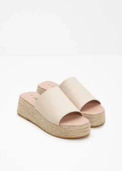 Damen bonprix Sommerschuhe|Plateau-Pantoletten in Bast-Optik
