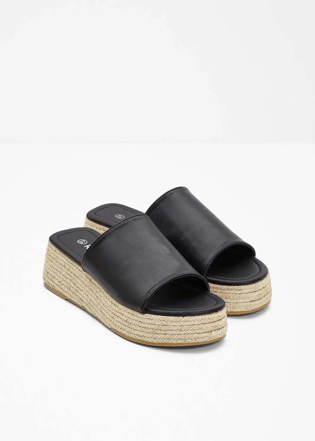 Damen bonprix Sommerschuhe|Plateau-Pantoletten in Bast-Optik