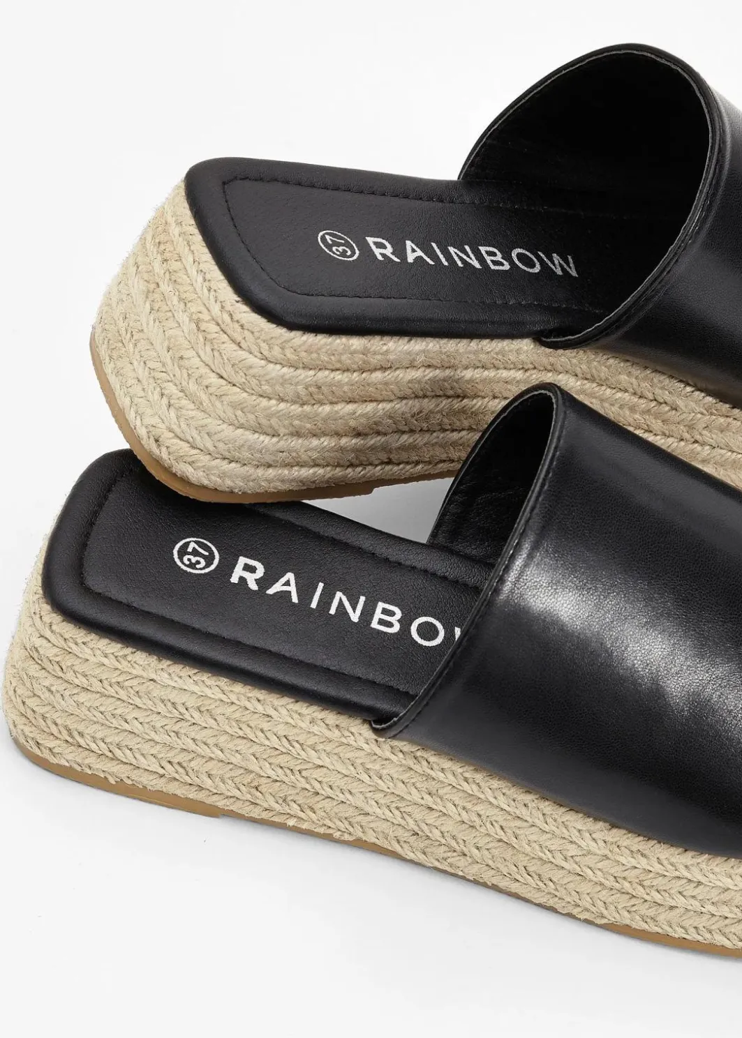 Damen bonprix Sommerschuhe|Plateau-Pantoletten in Bast-Optik