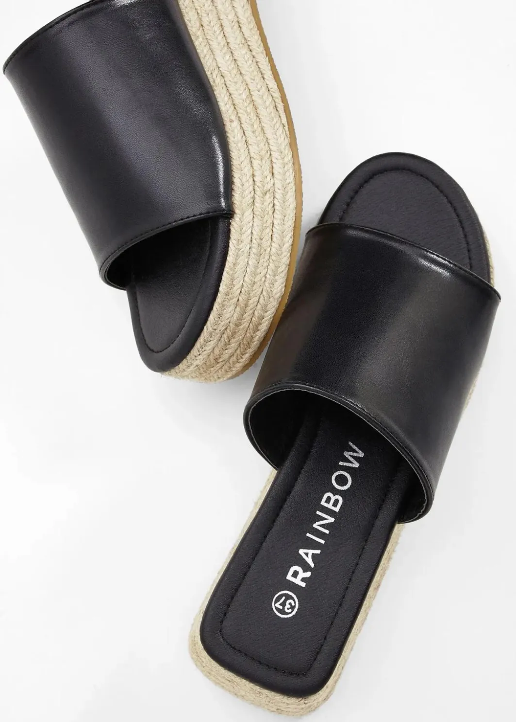 Damen bonprix Sommerschuhe|Plateau-Pantoletten in Bast-Optik