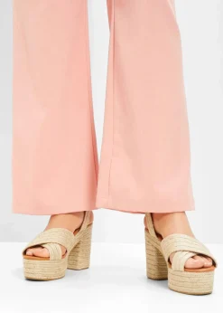 Outlet Plateau-Sandaletten in Bast-Optik Damen Sommerschuhe