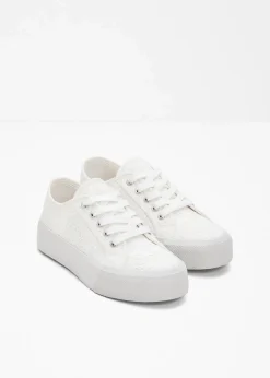 Plateau-Sneaker mit Lochstickerei Damen Sneaker