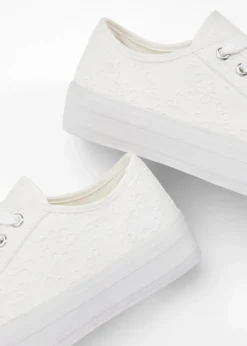 Plateau-Sneaker mit Lochstickerei Damen Sneaker