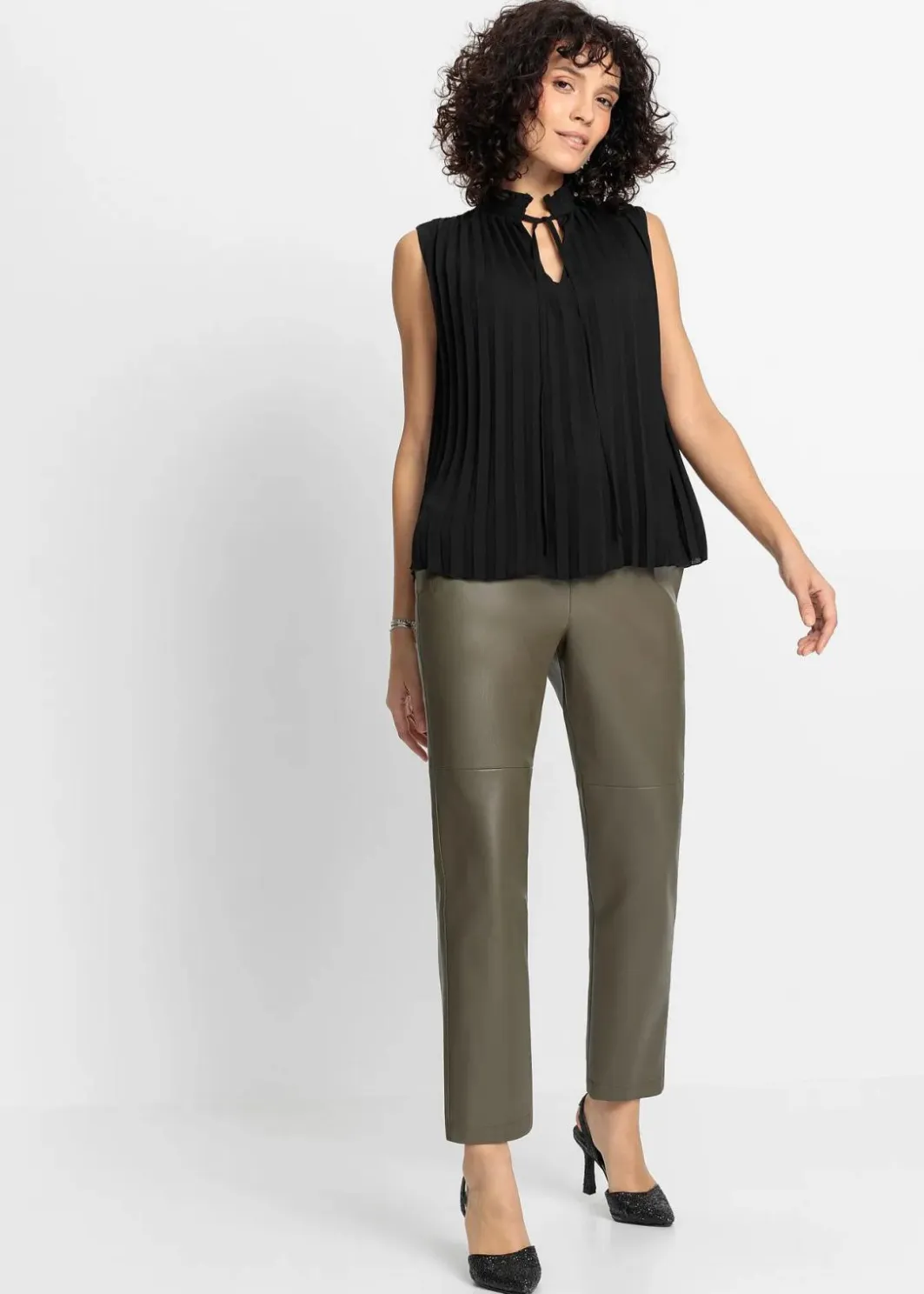 Damen bonprix Nachhaltigere Materialien|Shirts & Tops|Plissee-Blusentop