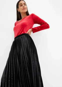 Sale Plissée-Rock aus softem Samt Damen Röcke|Bekleidung·Sportbekleidung