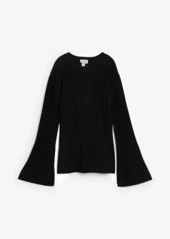 Clearance Plissierter Feinstrickpullover aus Viskose-Mix Damen Strickmode|Pullover & Strickjacken