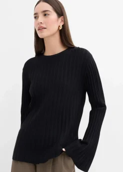 Clearance Plissierter Feinstrickpullover aus Viskose-Mix Damen Strickmode|Pullover & Strickjacken