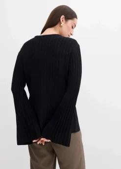 Clearance Plissierter Feinstrickpullover aus Viskose-Mix Damen Strickmode|Pullover & Strickjacken